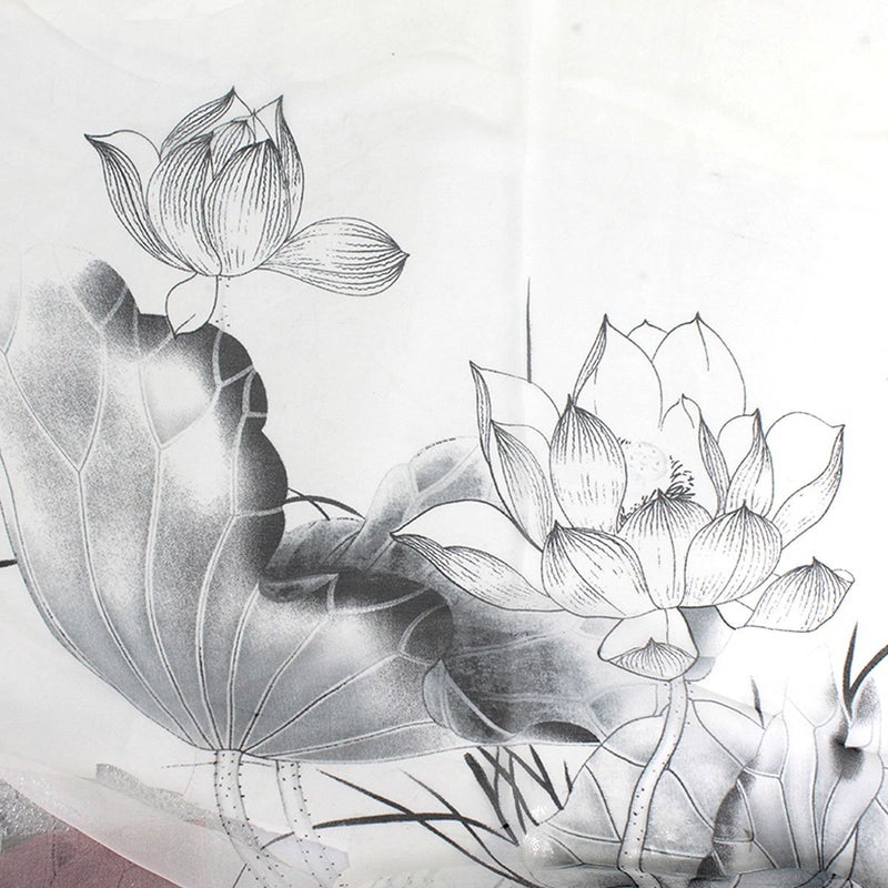 Lobagve Van Caro Sheer Chiffon Scarf Beach Shawl Elegant Lotus Sunscreen Scarf for Women (Black and White) - Image 5